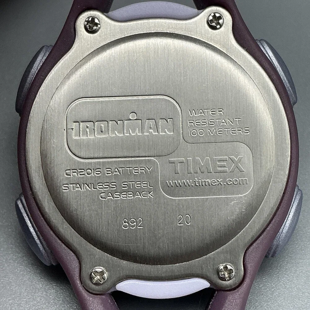Timex Ironman Triathlon Women Watch 34mm Gray Digital Purple Indiglo New Battery